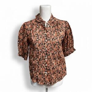 Trovata pink and navy floral Gemma blouse, size XS